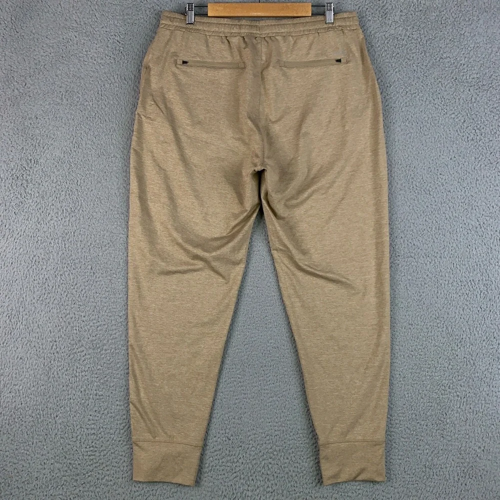 Vuori Sunday Performance Jogger Pants Mens XL Tan Heathered Tapered Stretch Knit